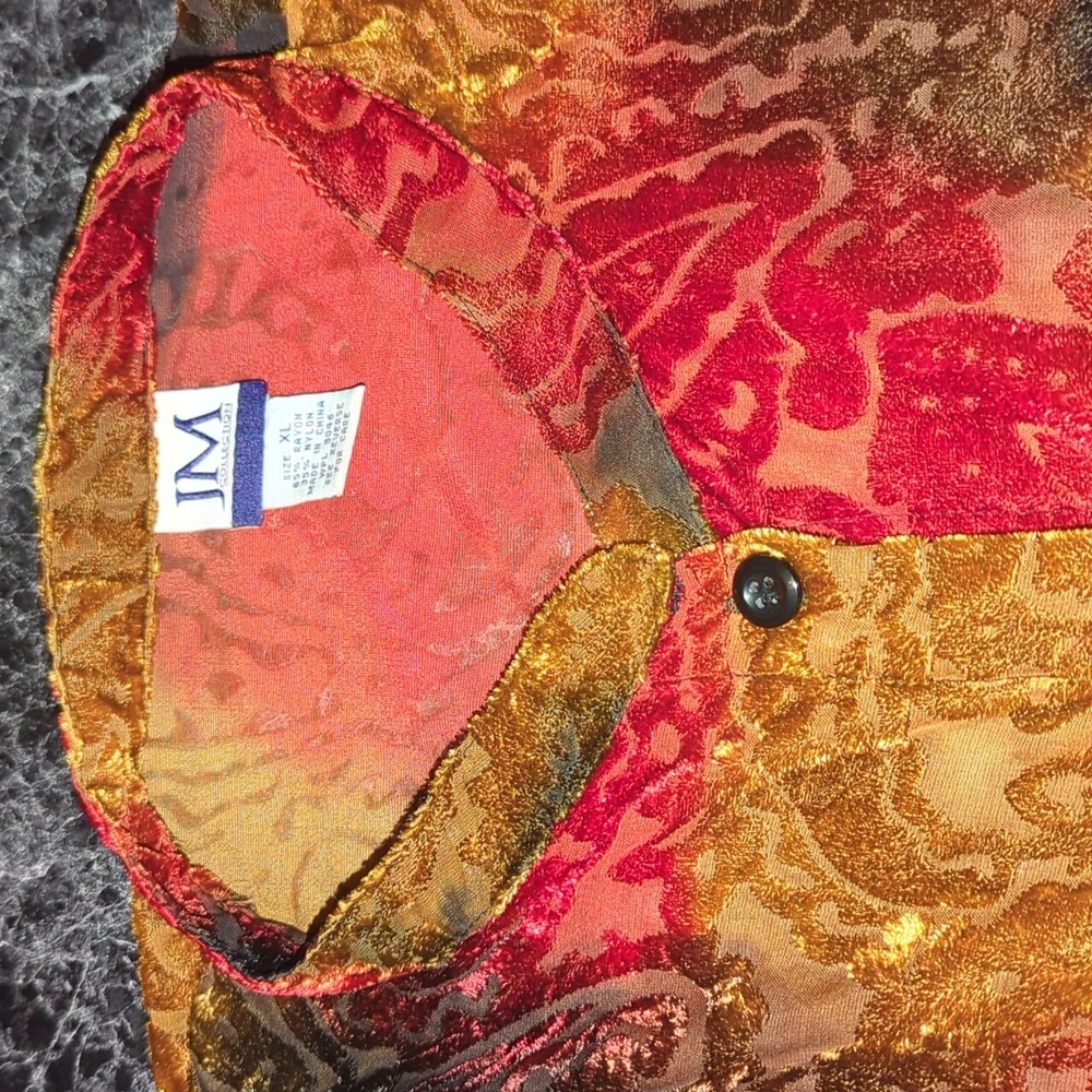 JM COLLECTION Burnt Velvet Button Down XL - Picture 3 of 10